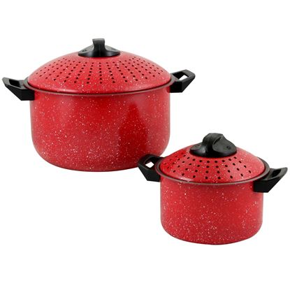 Picture of Gibson Home Casselman 4-Piece Nonstick Pasta Pot Set in Red with Bakelite Handle/Knob