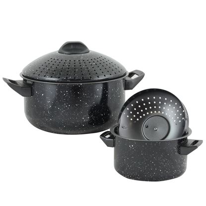 Picture of Gibson Home Casselman 4 piece Nonstick Pasta Pot Set in Black with Bakelite Handle/Knob