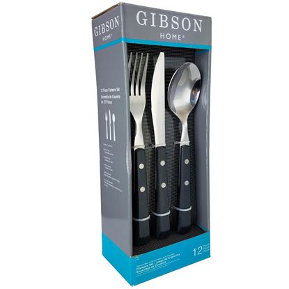 Picture of Gibson Springbrook 12-Piece Flatware Set with Black Wood Look