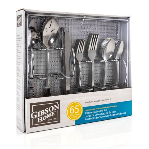 Picture of Gibson Home South Bay 65 Piece Stainless Steel Flatware Service Set with Wire Caddy