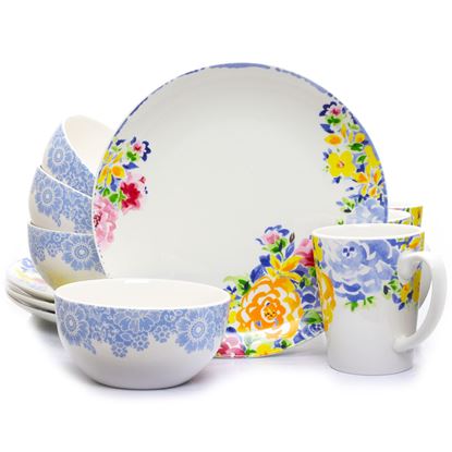 Picture of Studio California Ceramic Blutique 12 Piece Round Dinnerware Set in Floral Pattern