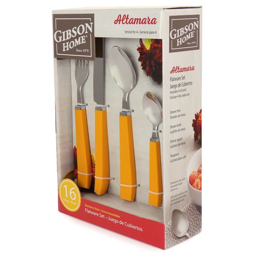 Picture of Gibson Home Altamara 16 Piece Flatware Set In Orange, Service for 4