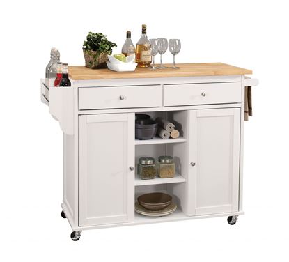 Picture of 47" X 18" X 34" Natural And White Kitchen Island