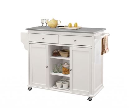 Image de 47" X 18" X 34" Stainless Steel And White Kitchen Island