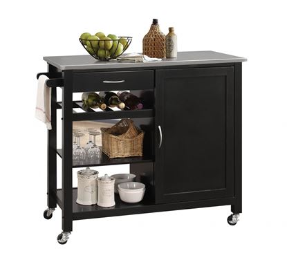 Image de 42" X 18" X 34" Stainless Steel And Black Kitchen Island