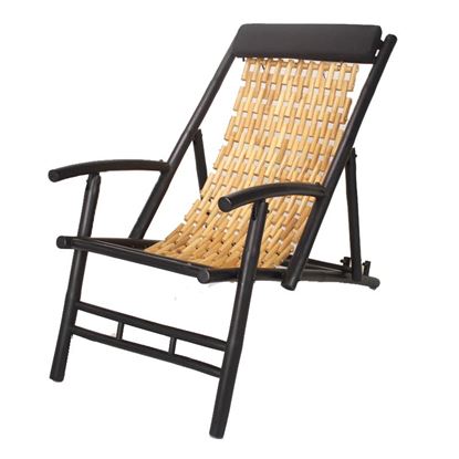 Picture of Black and Natural Bamboo Sling Chair with head cushion