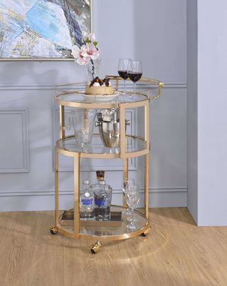 Picture of 22" X 21" X 34" Gold And Clear Glass Serving Cart