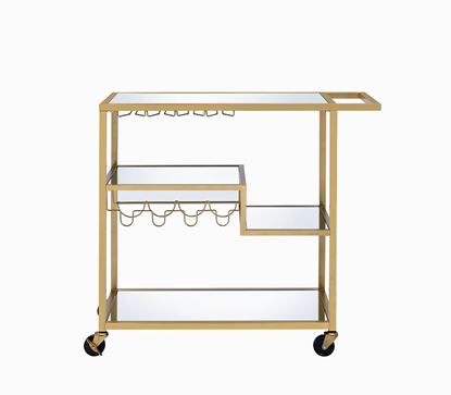 Image de 40" X 16" X 37" Gold And Clear Glass Serving Cart