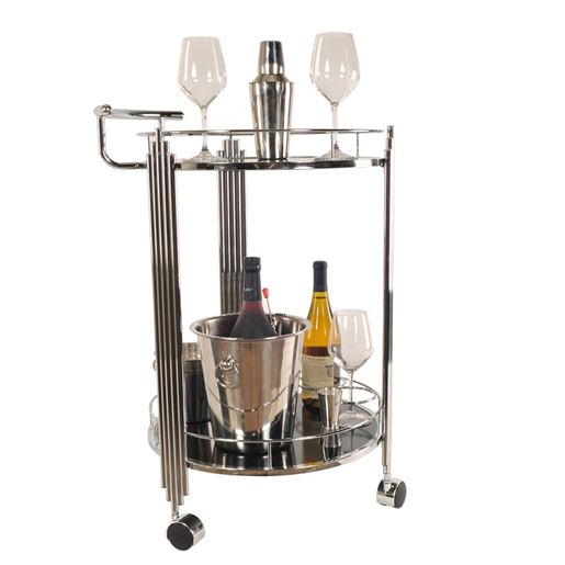 Picture of 17.5" x 21" x 30" Chrome, Round, 2-Tier - Serving Trolley