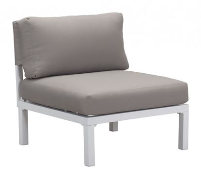 Foto de White and Gray Sunproof Fabric Aluminum Armless Chair