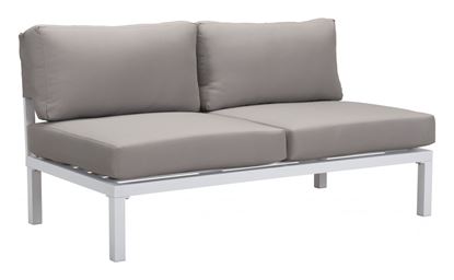 Picture of White and Gray Sunproof Fabric Armless Aluminum Loveseat