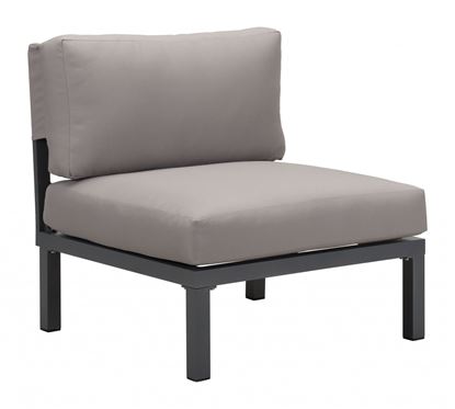 图片 28" x 30.3" x 28.7" Dark Gray & Gray, Polyresin, Powder Coated Aluminum, Armless Chair