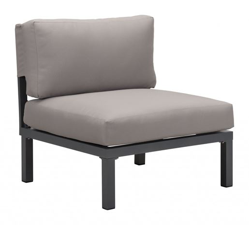 Image sur 28" x 30.3" x 28.7" Dark Gray & Gray, Polyresin, Powder Coated Aluminum, Armless Chair