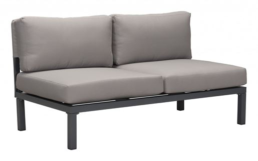 Picture of 55.9" x 30.3" x 28.7" Dark Gray & Gray, Polyresin, Powder Coated Aluminum, Loveseat