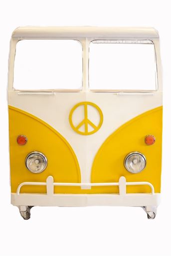 Picture of 12.5" X 53.5" X 68.5" Yellow and White Peace Van Wine Bar