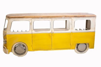 Picture of 24" X 38" X 38" Yellow and White Peace Bus Wine Bar