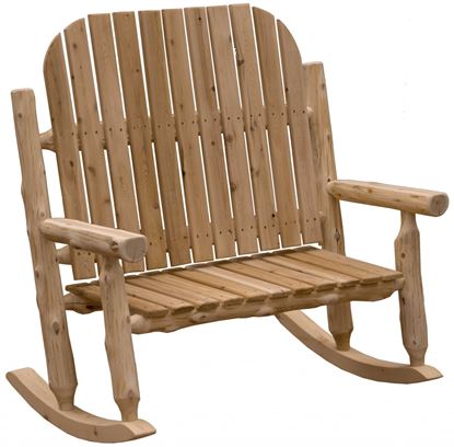 Picture of Rustic and Natural Cedar Two-Person Adirondack Rocking Chair