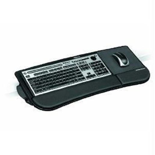 Picture of THE FELLOWES TILT N SLIDE KEYBOARD MANAGER ATTACHES TO YOUR DESKTOP EDGE WITHOUT