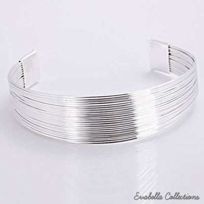 Picture of Simplicity Silver Cuff Italian Design Bracelets design by Evabella Collections