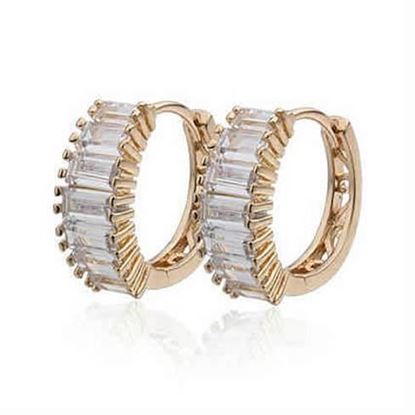 Picture of Shiny Baguettes Hoop Earrings in Baguette stones in White Gold