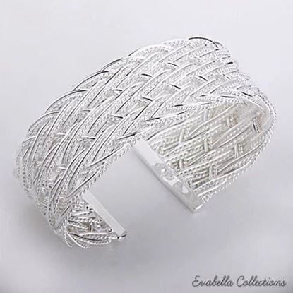 Picture of Sleek Silver Cuff Bracelet in Italian Design by Evabella Collections