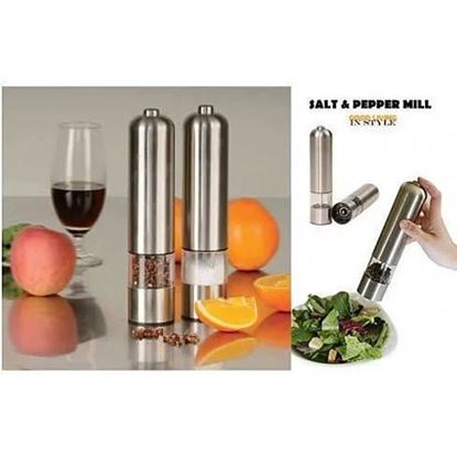 Image de You and Me Salt or Pepper Mills With Electric Dispenser In Stainless Steel