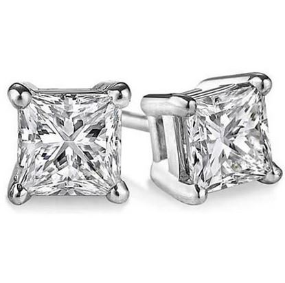 Picture of Princess Cut CZ in Sterling Silver Stud Earrings