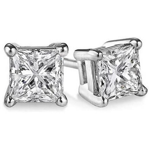 Picture of Princess Cut CZ in Sterling Silver Stud Earrings