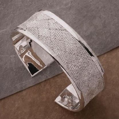 Picture of Josephine Bangle Bracelet a Woven Mesh in High Silver Polish