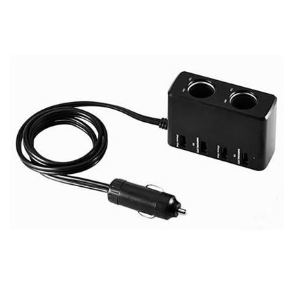 Picture of Dual Car 12v Outlet with 4 USB all Gadget Charger
