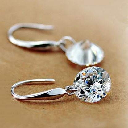Picture of Drilled Crystal Diamond earrings with 925 Sterling Silver