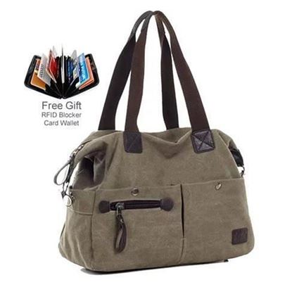 Picture of The Uptown Journey Canvas Hand Bag With FREE RFID BLOCKER WALLET