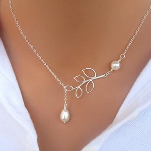 Picture of Pearls Of Joy Lariat Necklace In White Gold And Yellow Gold Plating