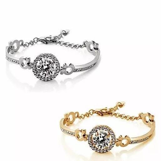 Picture of Queen's Luck Swarovski Crystal Bracelets In White And Yellow Gold Overlay