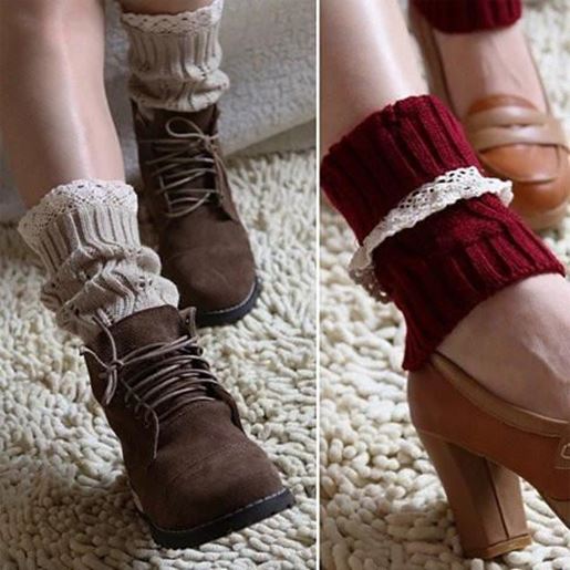 Picture of Vintage Style CableKnit At Your Feet Leg Warmer Socks With Lace