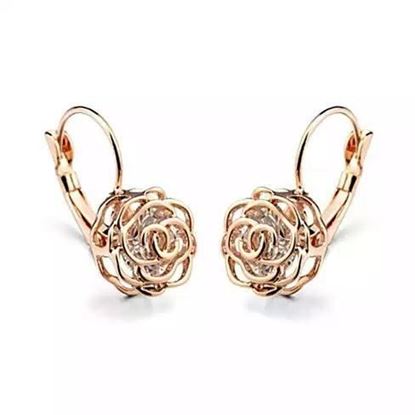 Picture of ROSE IS A ROSE 18kt Rose Crystal Earrings In White Yellow And Rose Gold Plating