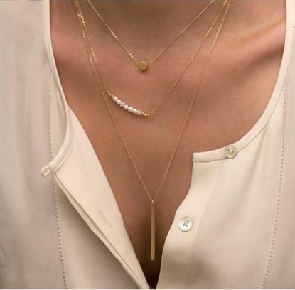 Picture of BOGO DEAL  - I Smile Because Of You Layered Gold Necklace With Pearls