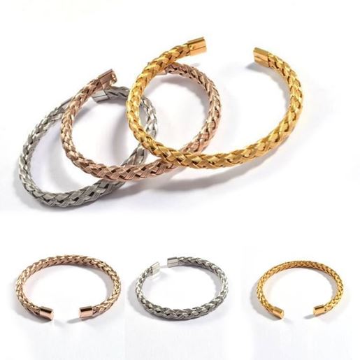 Image sur Zarina Bracelets Weaved In Rosegold Gold And Silver Finish