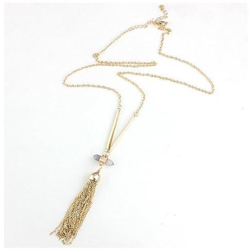 Picture of Violeta Necklace With Crystal Pendant And Trendy Tassels