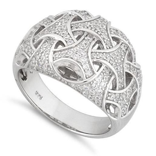 Picture of Commitment Ring Woven Style CZs On Platinum Plating