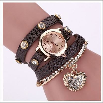 Picture of Heart On The Sleeve Bracelet Watch With Heart Charm In 10 Colors