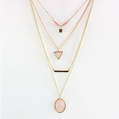 Picture of Oliva 4 Layered Necklace In Rose Quartz And Turquoise Stone