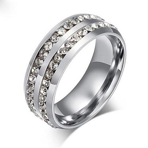 Picture of I Trust You Ring Double Row Channel Set CZ Stones In Titanium Steel