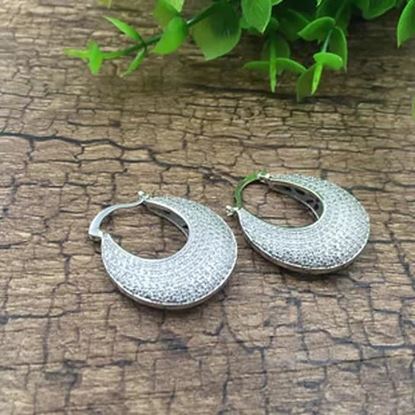 Picture of Poetic Pave Hoops Reversible Silver Earrings