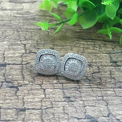 Picture of Fair And Square Earrings Studs Set In Pave Setting