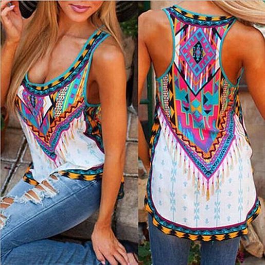 图片 Azteca Tank Top In Colorful Vintage Print