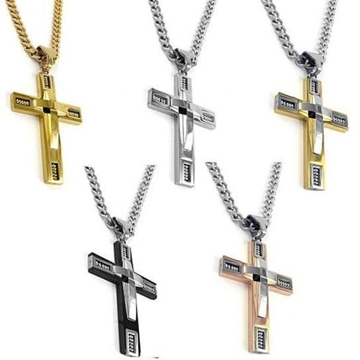 Picture of Keepsake Cross Pendant With A Curb Chain For Men 18kt Gold Plated