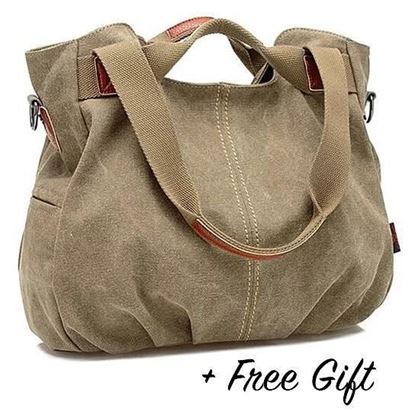 Picture of Canvas Satchel Handbag with Free RFID Case in 7 Colors