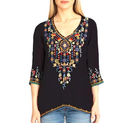 Picture of Private Garden Embroidered Tunic Tops In Vivid Colors