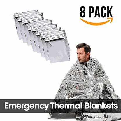 Picture of 8 Pack  Emergency Survival  BLANKET Thermal Insulating Mylar Heat